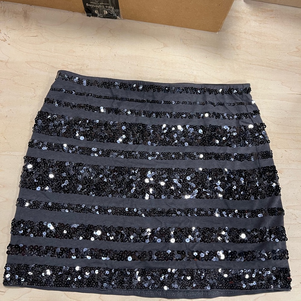 Express Black Sequin Mini Pencil Skirt